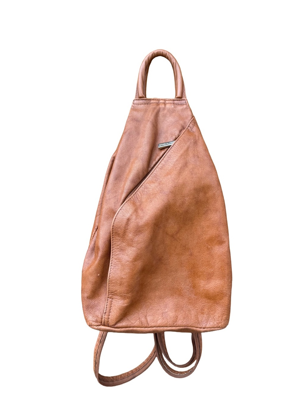 Vintage Valentino Di Paolo Leather Convertible Sling Bag Backpack Italy 17” Boho